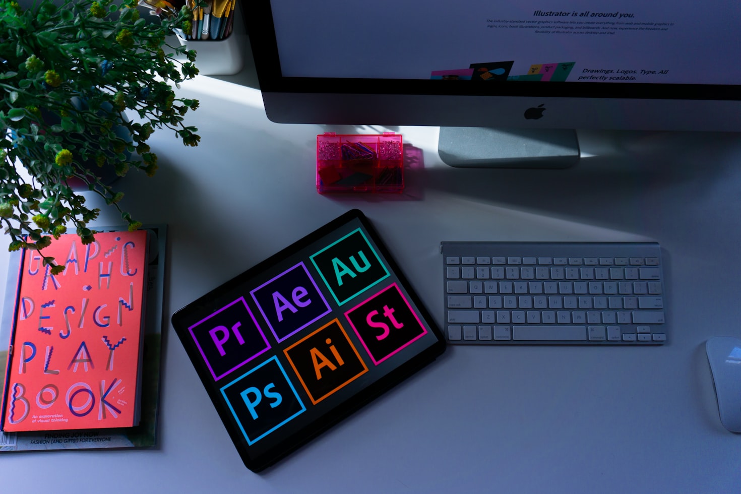 Creative design workspace with modern tools